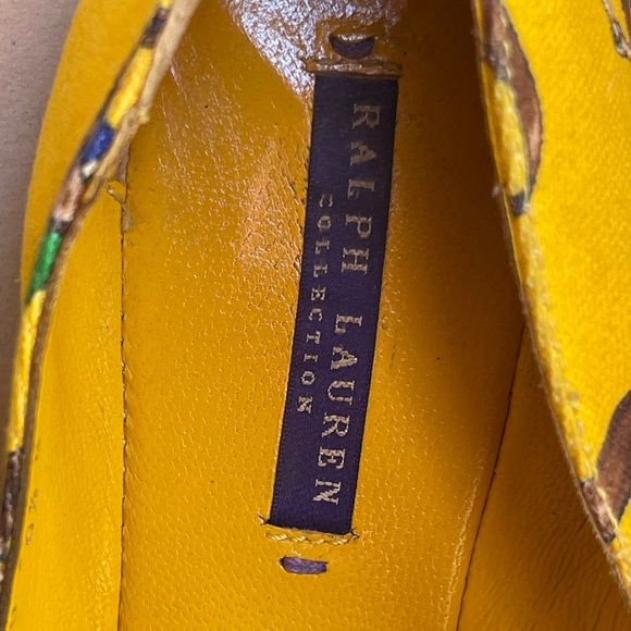RALPH LAUREN COLLECTION Purple Label Yellow Equestrian Horse Bit Flats 9.5 ITALY - Picture 2 of 12